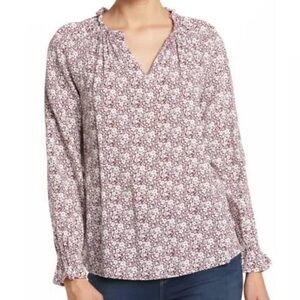 C&C CALIFORNIA Ashley Floral Print Boho Blouse In Burgundy Floral. NWT Large